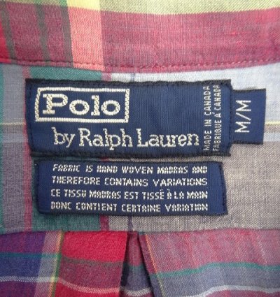 画像2: 90'S RALPH LAUREN コットン 半袖 BDシャツ マドラスチェック カナダ製 (VINTAGE)