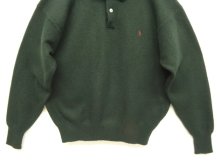 他の写真3: 90'S RALPH LAUREN ラムウール ニットポロシャツ ダークグリーン (VINTAGE)