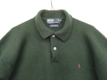 他の写真1: 90'S RALPH LAUREN ラムウール ニットポロシャツ ダークグリーン (VINTAGE)