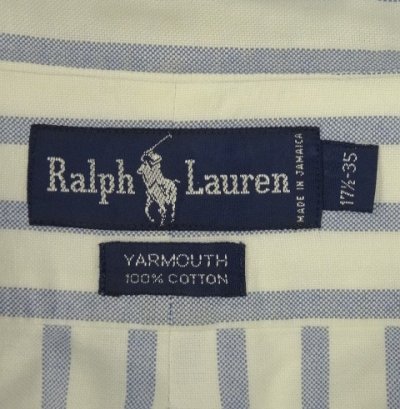 画像2: 90'S RALPH LAUREN "YARMOUTH" オックスフォード 長袖 BDシャツ ストライプ (VINTAGE)