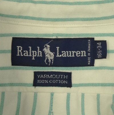 画像2: 90'S RALPH LAUREN "YARMOUTH" オックスフォード 長袖 BDシャツ ストライプ (VINTAGE)