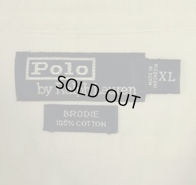 画像2: 90'S RALPH LAUREN "BRODIE" コットンピケ マチ付き 長袖 ノーカラーシャツ ホワイト (VINTAGE)