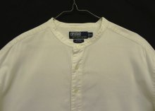 他の写真1: 90'S RALPH LAUREN "BRODIE" コットンピケ マチ付き 長袖 ノーカラーシャツ ホワイト (VINTAGE)