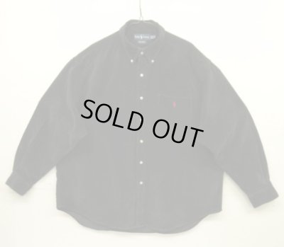 画像1: 90'S RALPH LAUREN "BIG SHIRT" コーデュロイ 長袖 BDシャツ ブラック (VINTAGE)