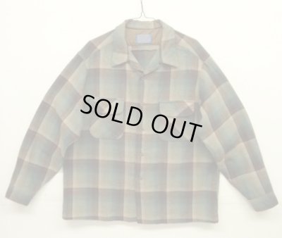 画像1: 70'S PENDLETON "BOARD SHIRT" ウール オープンカラーシャツ オンブレチェック USA製 (VINTAGE)