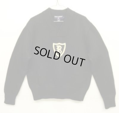 画像1: 90'S RALPH LAUREN "POLO SPORT" メリノウール Vネック セーター ブラック (VINTAGE)