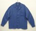 画像1: 90'S RALPH LAUREN シルク/リネン 裾ロゴ刺繍 長袖 オープンカラーシャツ ブルー (VINTAGE) (1)