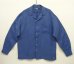 画像1: 90'S RALPH LAUREN シルク/リネン 裾ロゴ刺繍 長袖 オープンカラーシャツ ブルー (VINTAGE) (1)