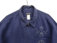 他の写真1: 04'S PATAGONIA "RHYTHM" 刺繍入り ヘンプ 長袖 フルジップシャツ インディゴ (VINTAGE)