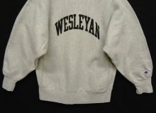 他の写真3: 90'S CHAMPION "WESLEYAN" 染み込みプリント 刺繍タグ リバースウィーブ グレー USA製 (VINTAGE)