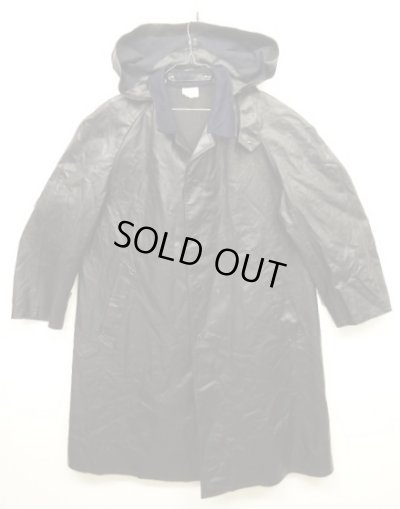 画像1: 90'S フランス軍 フード付き 襟ウール ラバーコート ブラック (VINTAGE)