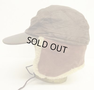 画像3: 90'S BANANA REPUBLIC 裏地キルティング シープスキン耳当て付き 2WAY レザーキャップ USA製 (VINTAGE)