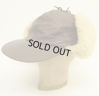 画像5: 90'S BANANA REPUBLIC 裏地キルティング シープスキン耳当て付き 2WAY レザーキャップ USA製 (VINTAGE)