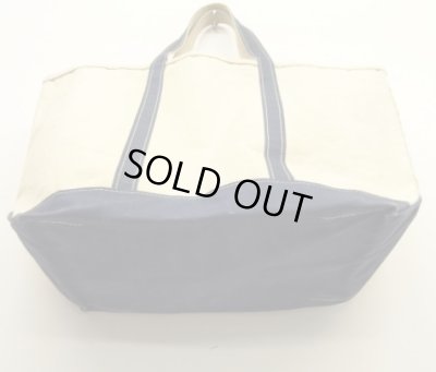 画像4: 80'S LL Bean 単色タグ キャンバス トートバッグ ネイビー/オフホワイト USA製 (VINTAGE)