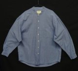 90'S EDDIE BAUER シャンブレー バンドカラーシャツ ブルー (VINTAGE)