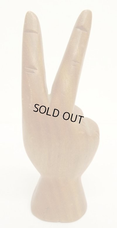 画像3: ウッド ピースサイン ハンドサイン オーナメント オブジェ M (ANTIQUE)