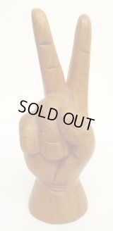 ウッド ピースサイン ハンドサイン オーナメント オブジェ M (ANTIQUE)