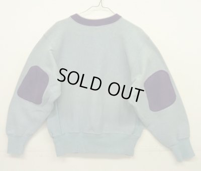 画像4: 90'S CHAMPION 刺繍タグ エルボーパッチ付き ダブルネック リバースウィーブ ライトブルー/パープル USA製 (VINTAGE)