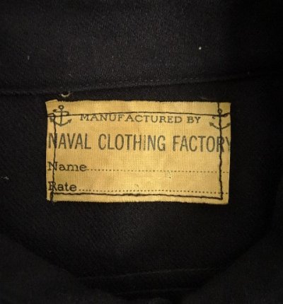 画像2: 40'S アメリカ軍 US NAVY 片側フラップ付きポケット イカリボタン ウール CPOシャツ ダークネイビー (VINTAGE)