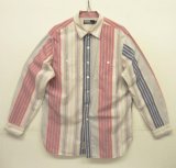 90'S RALPH LAUREN チンスト＆マチ付き 長袖 ワークシャツ マルチストライプ (VINTAGE)