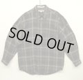 90'S PERRY ELLIS レーヨン/コットン 長袖 シャツ ブラック/ベージュ チェック柄 (VINTAGE)
