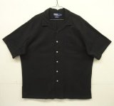 90'S RALPH LAUREN "CALDWELL"  裾ロゴ コットン 半袖 オープンカラーシャツ ブラック (VINTAGE)