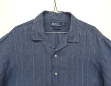 他の写真1: 90'S RALPH LAUREN "CALDWELL"  リネン 半袖 オープンカラーシャツ インディゴ/ストライプ (VINTAGE)