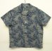 画像1: 90'S RALPH LAUREN リネン/コットン 半袖 オープンカラーシャツ インディゴベース/鯉柄 (VINTAGE) (1)