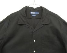 他の写真1: 90'S RALPH LAUREN "CALDWELL"  裾ロゴ コットン 半袖 オープンカラーシャツ ブラック (VINTAGE)