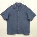 画像1: 90'S RALPH LAUREN "CALDWELL"  リネン 半袖 オープンカラーシャツ インディゴ/ストライプ (VINTAGE) (1)