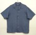 画像1: 90'S RALPH LAUREN "CALDWELL"  リネン 半袖 オープンカラーシャツ インディゴ/ストライプ (VINTAGE) (1)