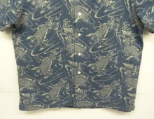 他の写真3: 90'S RALPH LAUREN リネン/コットン 半袖 オープンカラーシャツ インディゴベース/鯉柄 (VINTAGE)