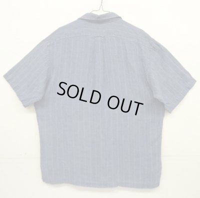 画像3: 90'S RALPH LAUREN "CALDWELL"  リネン 半袖 オープンカラーシャツ インディゴ/ストライプ (VINTAGE)