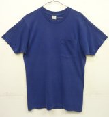 70'S BVD コットン100% シングルステッチ 耳付きポケット 半袖 Tシャツ フェードネイビー USA製 (VINTAGE)