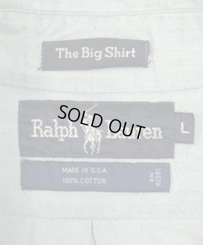 画像2: 90'S RALPH LAUREN "THE BIG SHIRT" 裾ロゴ刺繍 シャンブレー BDシャツ ブルー USA製 (VINTAGE)