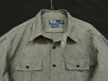 他の写真2: 90'S RALPH LAUREN "DONINGTON" シャンブレー チンスト＆マチ付き 長袖 ワークシャツ ブラック (VINTAGE)