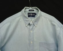 他の写真1: 90'S RALPH LAUREN "THE BIG SHIRT" 裾ロゴ刺繍 シャンブレー BDシャツ ブルー USA製 (VINTAGE)