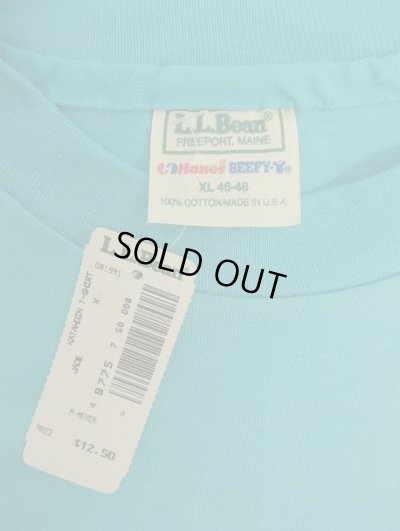 画像2: 80'S LL Bean x HANES シングルステッチ 半袖 Tシャツ ターコイズブルー USA製 (DEADSTOCK)