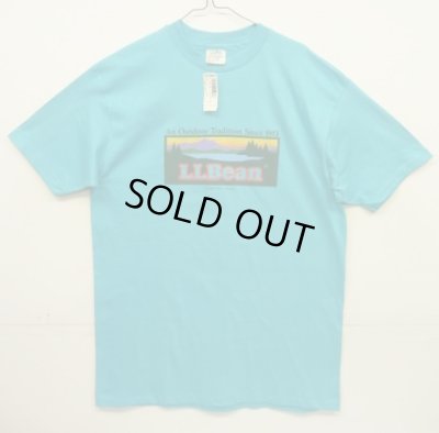 画像1: 80'S LL Bean x HANES シングルステッチ 半袖 Tシャツ ターコイズブルー USA製 (DEADSTOCK)