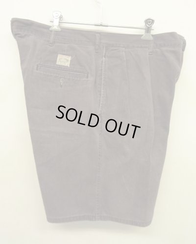 画像4: 90'S RALPH LAUREN ツープリーツ ダブルステッチ チノショーツ フェードブラック USA製 (VINTAGE)