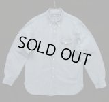 90'S RALPH LAUREN マチ付き シャンブレー 三点留めボタンダウンシャツ ブルー (VINTAGE)