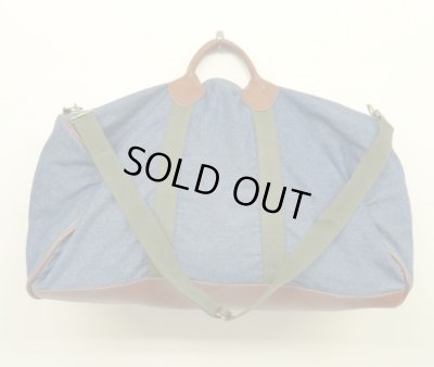 画像5: 80'S LL Bean デニム/レザー ダッフルバッグ インディゴ/オリーブ USA製 (VINTAGE)