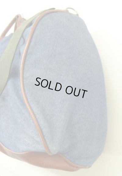 画像4: 80'S LL Bean デニム/レザー ダッフルバッグ インディゴ/オリーブ USA製 (VINTAGE)