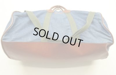 画像6: 80'S LL Bean デニム/レザー ダッフルバッグ インディゴ/オリーブ USA製 (VINTAGE)