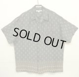 90'S PERRY ELLIS シルク/リネン 半袖 オープンカラーシャツ チャコールベース/総柄 (VINTAGE)
