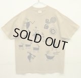 90'S ROCK ART BY BRAVO シングルステッチ 両面染み込みプリント 半袖 Tシャツ ベージュ USA製 (VINTAGE)