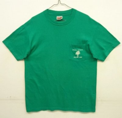画像1: 80'S PARK TYATT "HANES製" シングルステッチ ポケット付き 半袖 Tシャツ グリーン USA製 (VINTAGE)