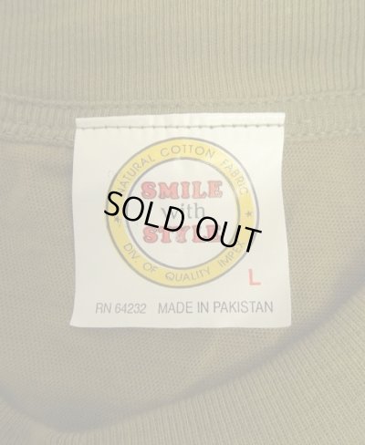 画像2: 80'S SMILE WITH STYLE シングルステッチ ポケット付き 半袖 Tシャツ カーキ パキスタン製 (DEADSTOCK)