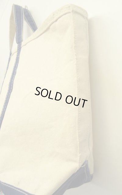 画像5: 70'S LL Bean ガイドライン1本 キャンバス トートバッグ ネイビー/オフホワイト USA製 (VINTAGE)