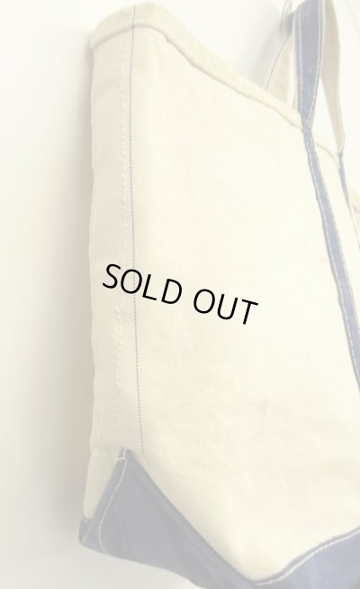 画像4: 70'S LL Bean ガイドライン1本 キャンバス トートバッグ ネイビー/オフホワイト USA製 (VINTAGE)